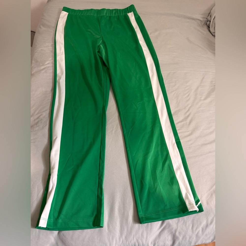 Women’s Green Track Pants with White Side Stripes